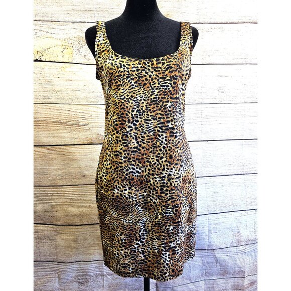 Carabella Collection: Leopard Print Stretchy Bodycon (M) Tank Dress - Picture 1 of 9